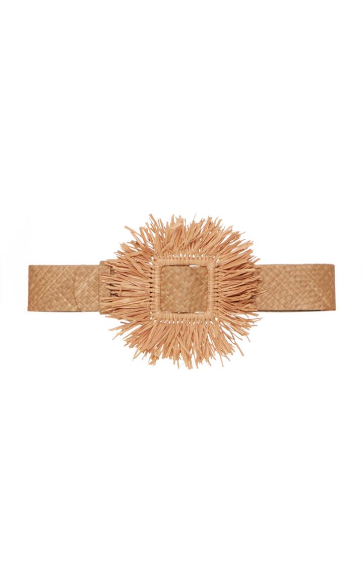 Moda Operandi Oscar De La Renta Raffia Embellished Buckle Belt Size: M