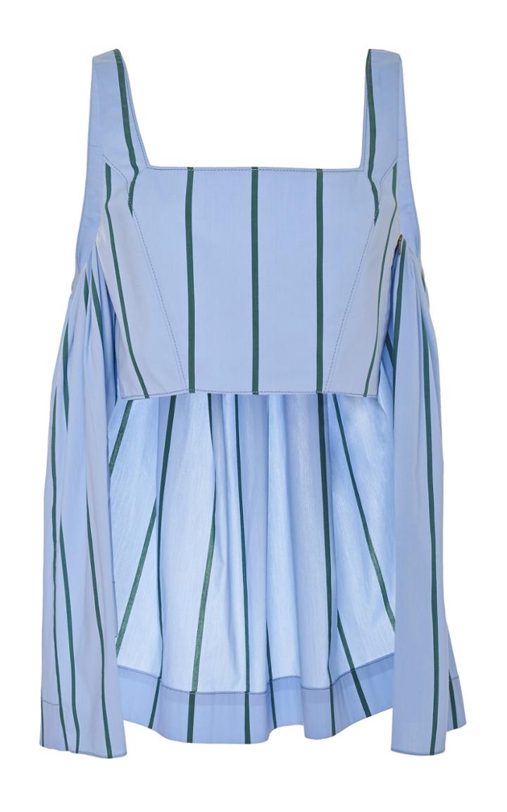 Rosie Assoulin Watteau-back Striped Cropped Cotton-blend Top