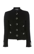 Alessandra Rich Wool-blend Checked Tweed Nehru Collar Jacket