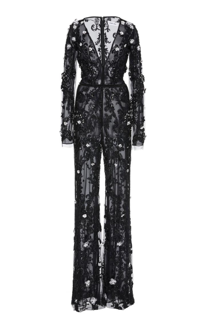 Pamella Roland Crystal Embroidered Jumpsuit