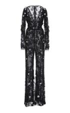 Pamella Roland Crystal Embroidered Jumpsuit