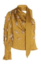 Peter Pilotto Embroidered Satin One-shoulder Top