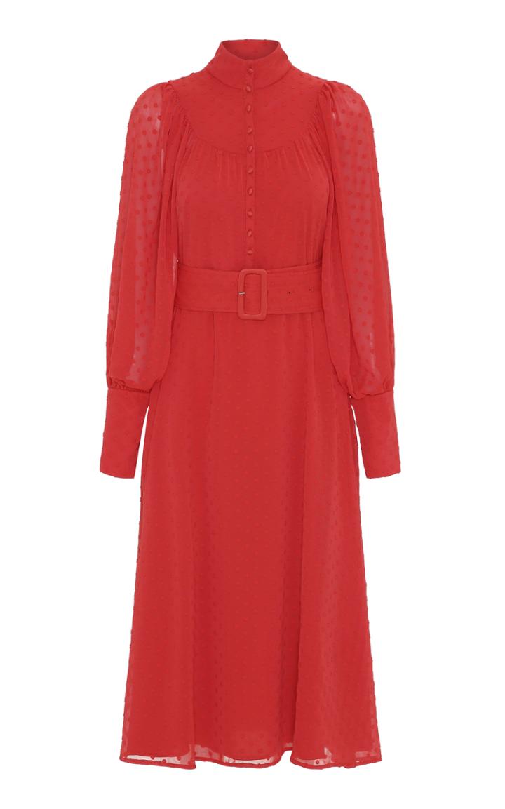 Rotate By Birger Christensen High Collar Midi Dress