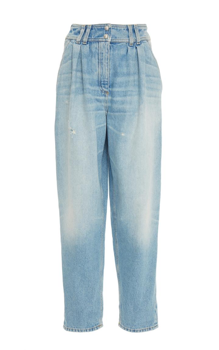Balmain Tapered Pleat Detail Stretch Cotton Jean