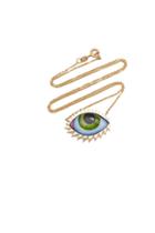 Moda Operandi Lito 14k Gold Large Green Enamel Eye Necklace