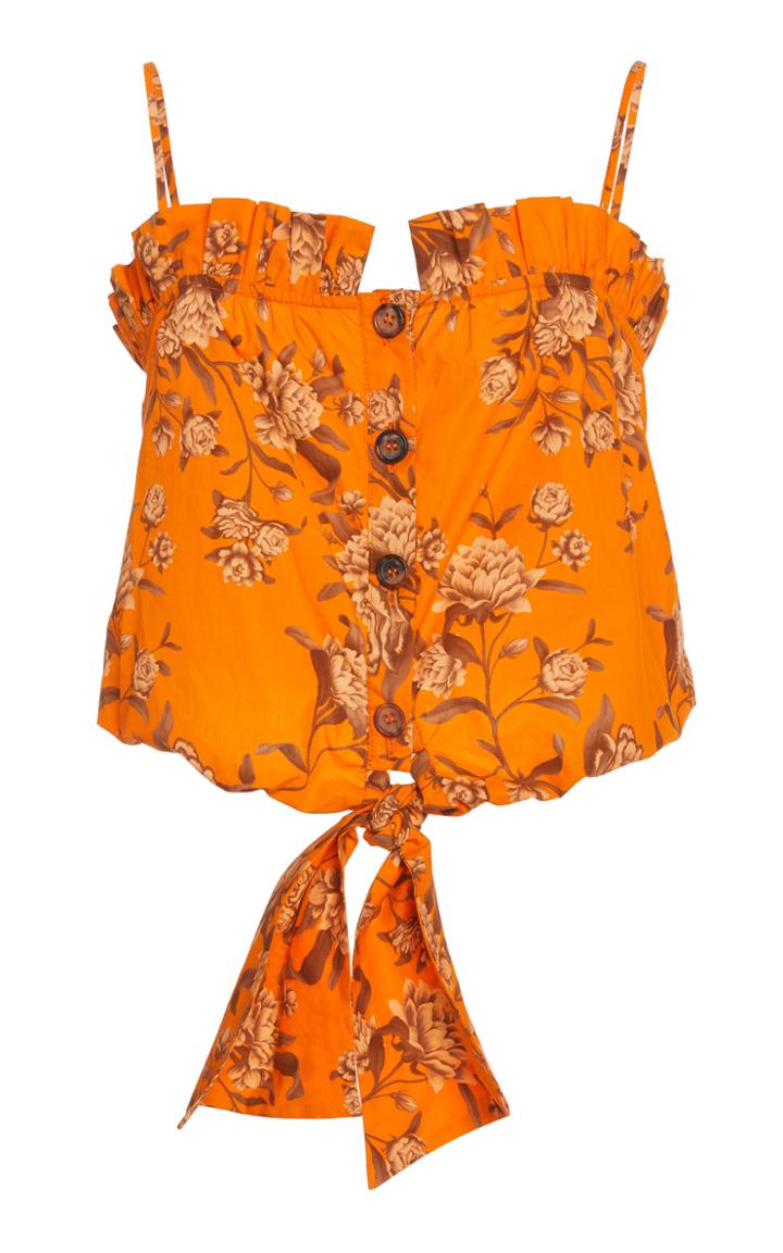 Johanna Ortiz Feu De Bois Sleeveless Cotton Poplin Top