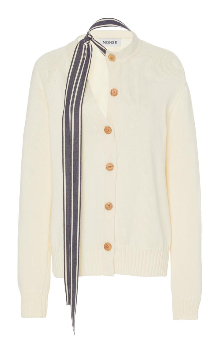 Moda Operandi Monse Asymmetric Ribbon Tie Cotton Cardigan Size: Xs