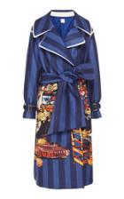 Stella Jean Belted Striped Graphic-print Twill Longline Coat