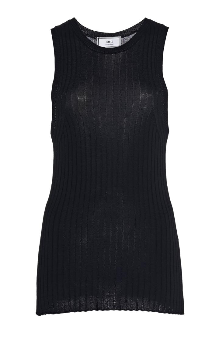 Ami Ribbed-knit Sleeveless Top