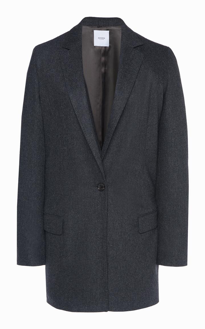 Agnona Flannel Single-breasted Wool-blend Jacket