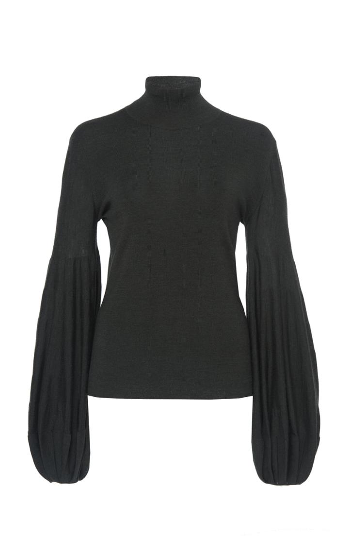 Akris Wool-blend Peasant Sleeve Turtleneck