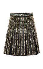 Elie Saab Pleated A-line Leather Skirt