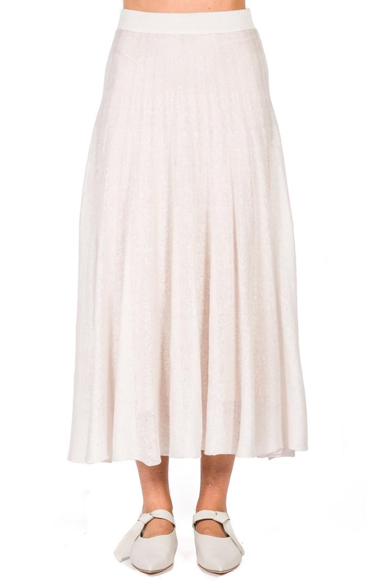 Moda Operandi Agnona Pleated Silk-linen Augmented Stitch Skirt