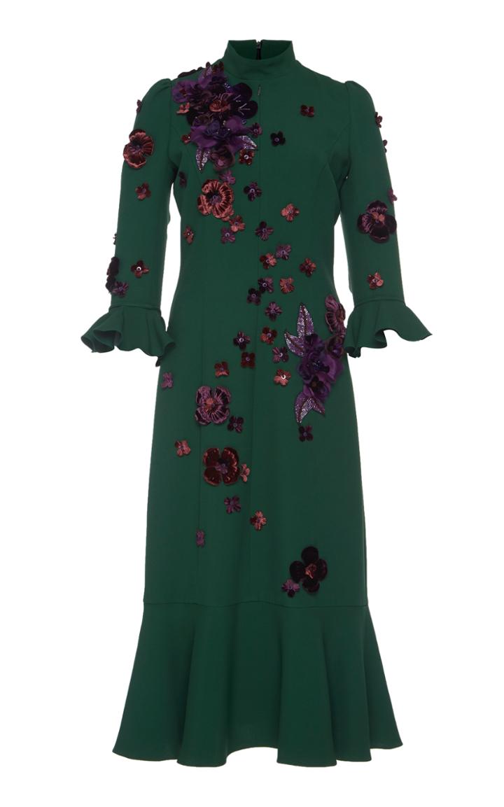 Andrew Gn Floral Embellished Midi Dress