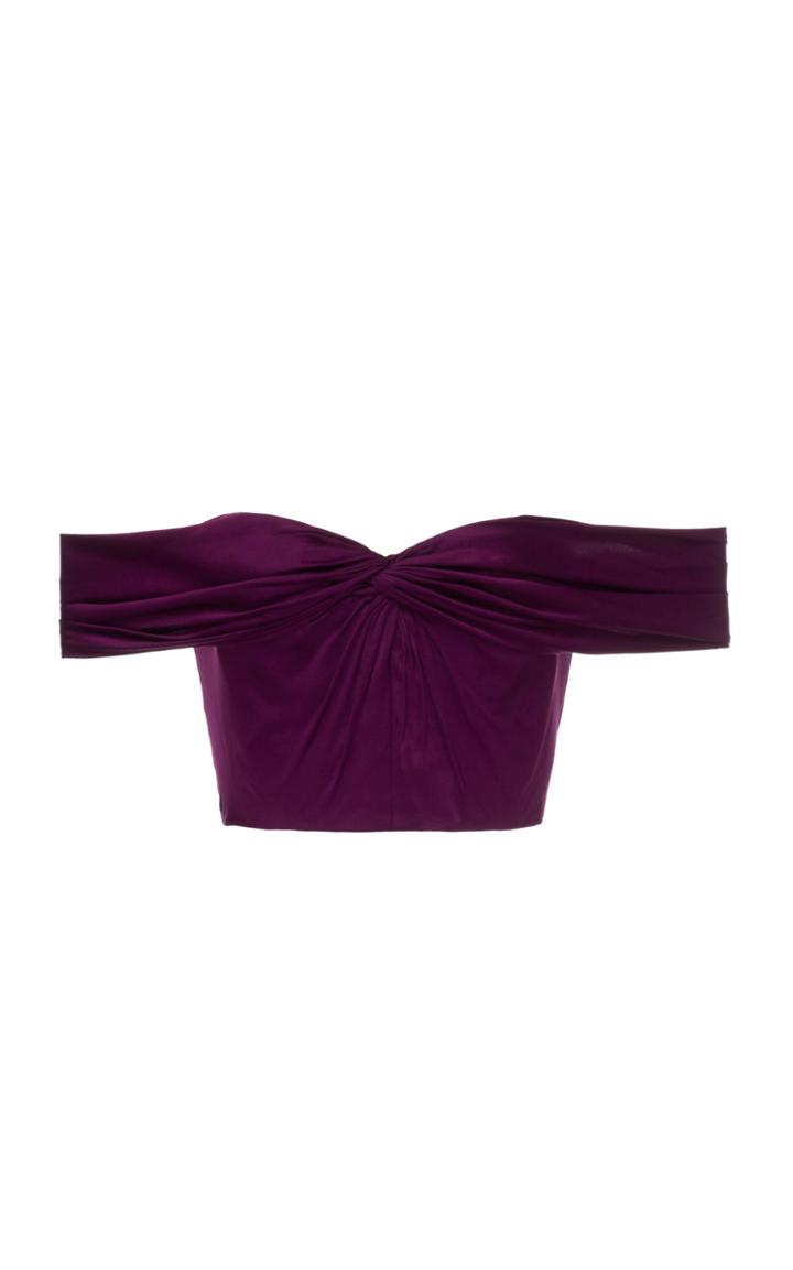 Amur Winnie Off-the-shoulder Twist-front Cropped Top