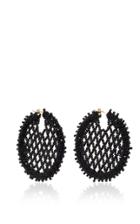 Oscar De La Renta Beaded Lattice Disc Earring
