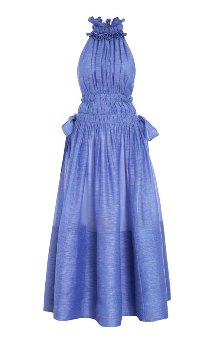Moda Operandi Zimmermann Luminous Silk-linen Halter Gown