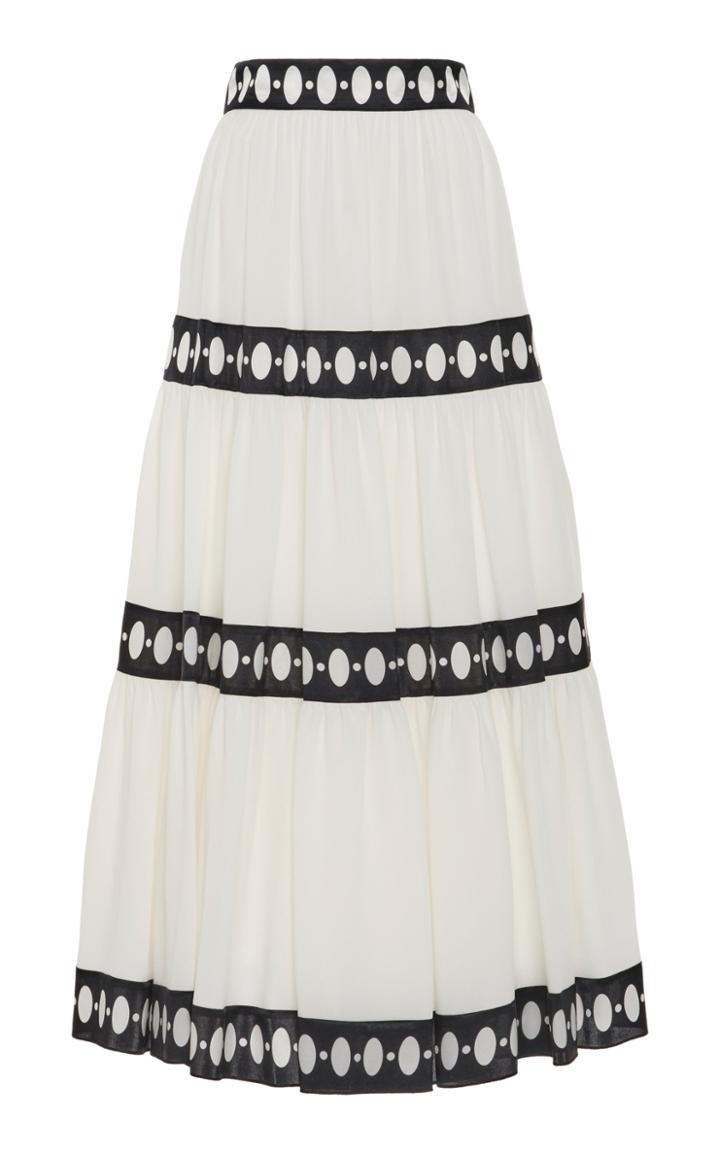Moda Operandi Andrew Gn Print-detailed Silk Tiered Midi Skirt