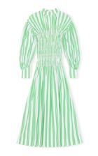 Moda Operandi Ganni Stripe Cotton Smocked Midi Dress
