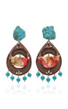 Ranjana Khan Turquoise, Shell And Brass Earrings