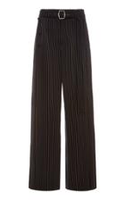Sies Marjan Anouk Belted Pinstriped Twill Straight-leg Pants