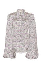 The Vampire's Wife Button-front Floral-print Satin Blouse Size: 14