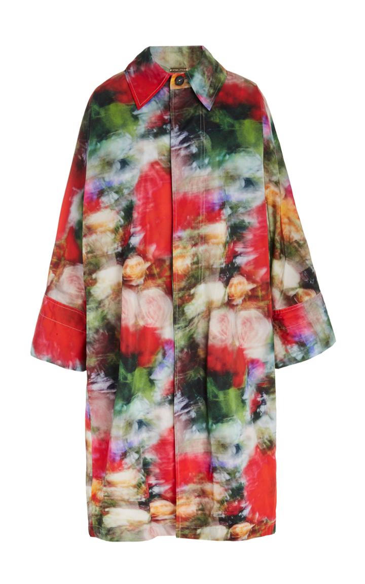 Adam Lippes Printed Dolman Sleeve Shell Raincoat