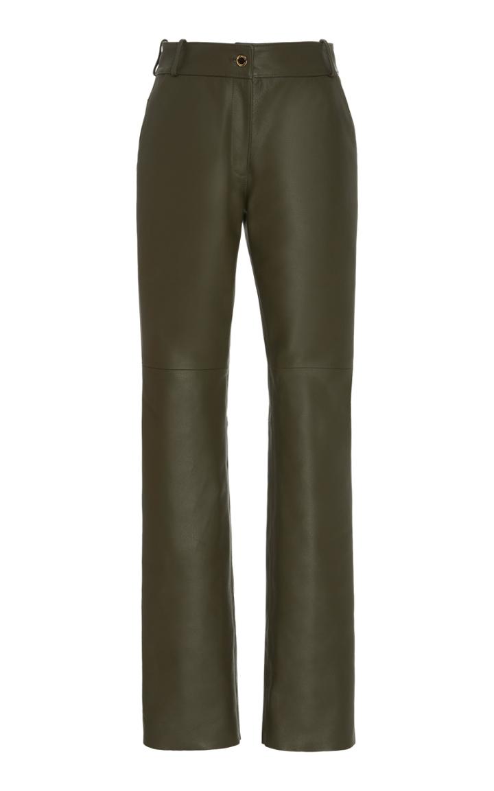 Moda Operandi Brandon Maxwell Leather Straight Leg Pants Size: 2