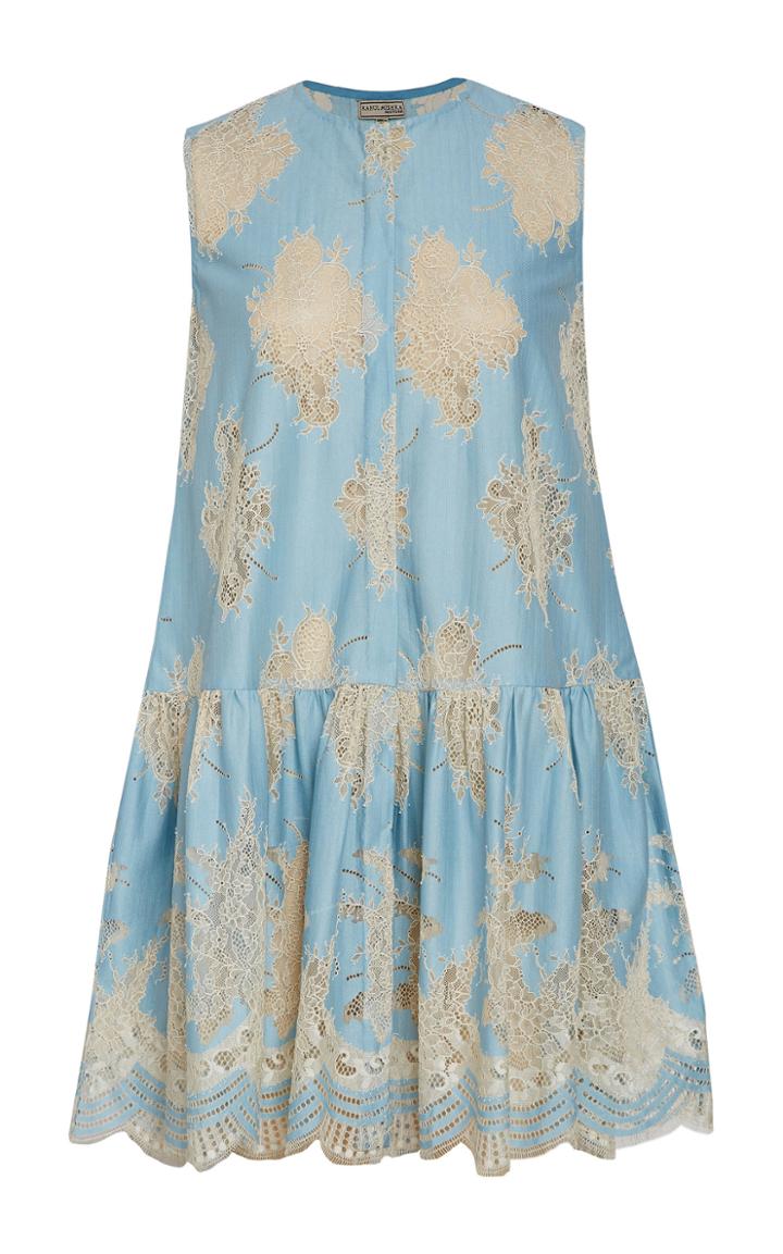 Rahul Mishra Dew Lace Gathered Cotton Blend Sleeveless Top