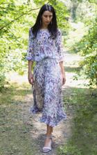 Moda Operandi Luisa Beccaria Ruffle-trimmed Printed Silk Midi Skirt