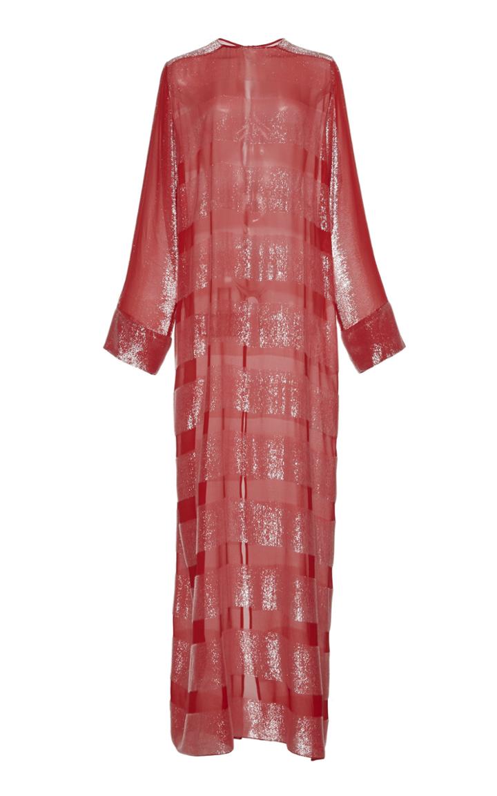 Sandra Mansour Serviette De Plage Long-sleeve Silk Lurex Dress