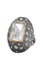 Moritz Glik 18k Gold, Blackened Silver, Diamond And Sapphire Ring