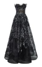 Marchesa Strapless Lace Gown