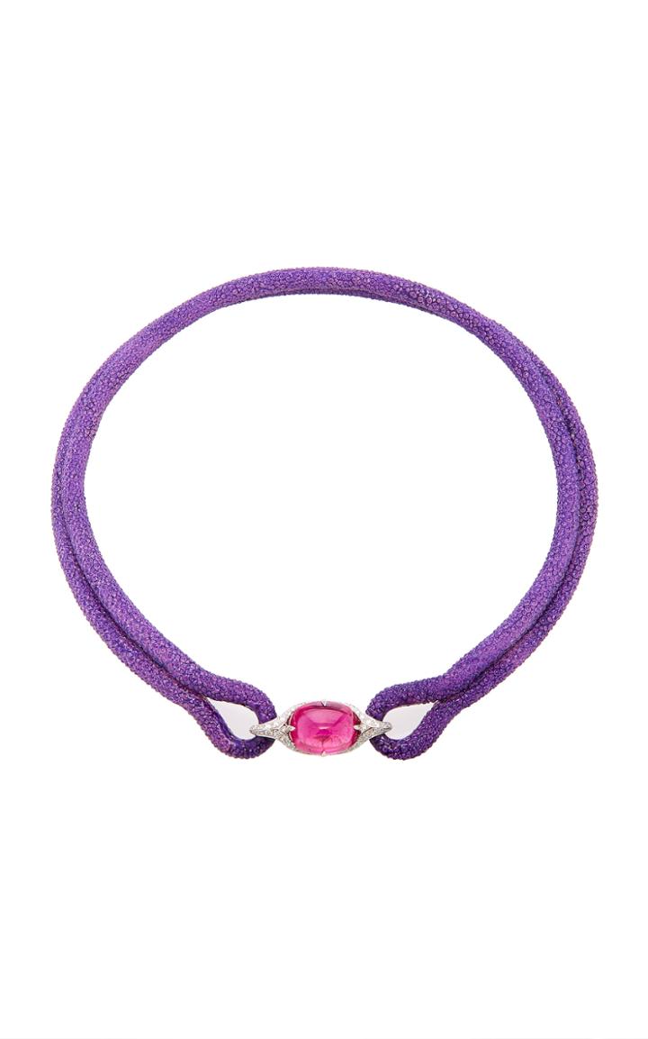 Fabio Salini Interchangable Rubellite And Leather Necklace
