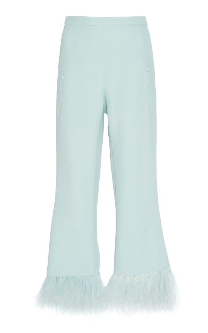 Andrew Gn Ostrich Feathered Straight-leg Pants