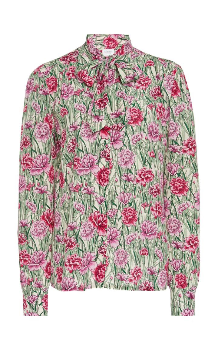 Giambattista Valli Floral-printed Necktie Silk Blouse
