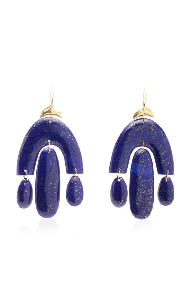 Moda Operandi Ten Thousand Things Hand Cut Natural Lapis Small Chandelier Earring