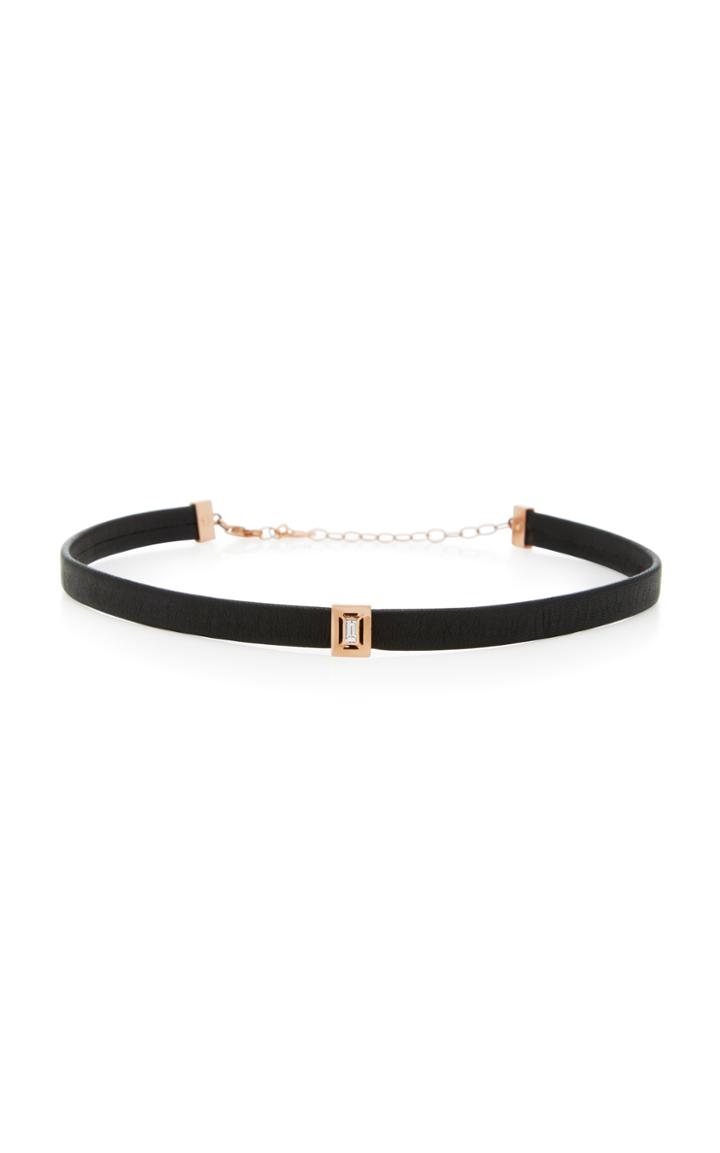 Carbon & Hyde Empire Leather 18k Rose Gold And Diamond Choker