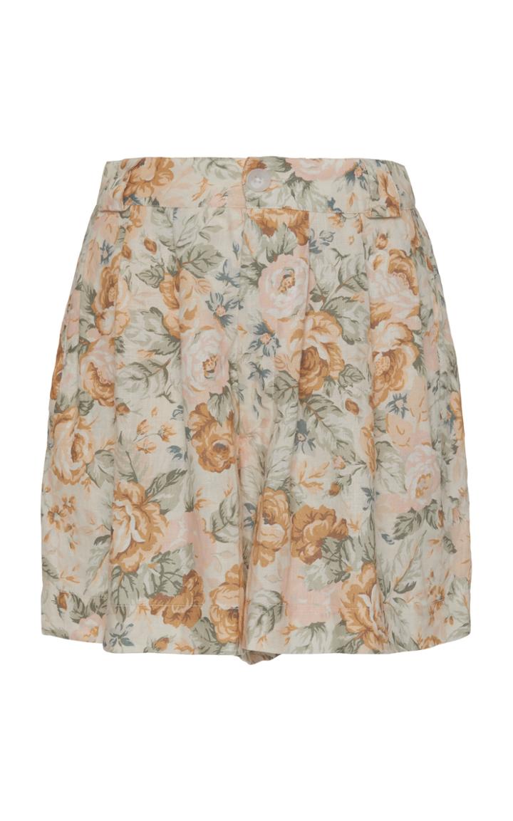Ephemera Citrus Floral-print Linen Shorts