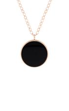 Ginette Ny Jumbo Ever 18k Rose Gold Onyx Disc Necklace