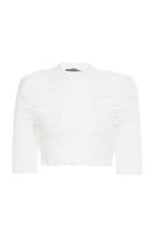 Balmain Short-sleeve Medical Stripe Cropped Crepe Top