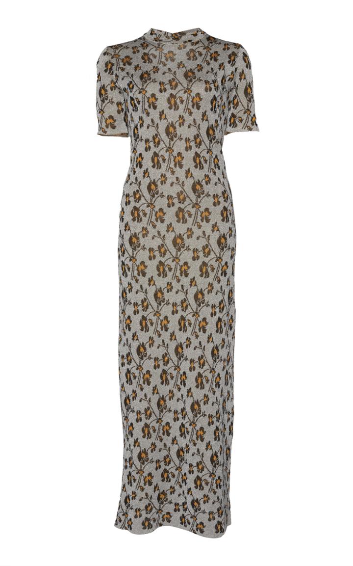 Paco Rabanne Floral-print Cotton-blend Lurex Midi Dress