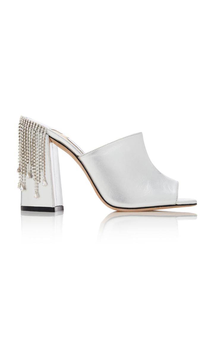 Jimmy Choo Baia Crystal-embellished Metallic Leather Sandals