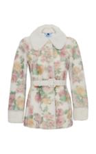 Blumarine Floral Print Mutton Fur Jacket