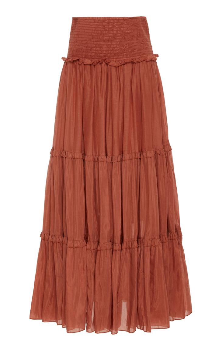 Bird & Knoll Yasmine Tiered Cotton Silk Skirt