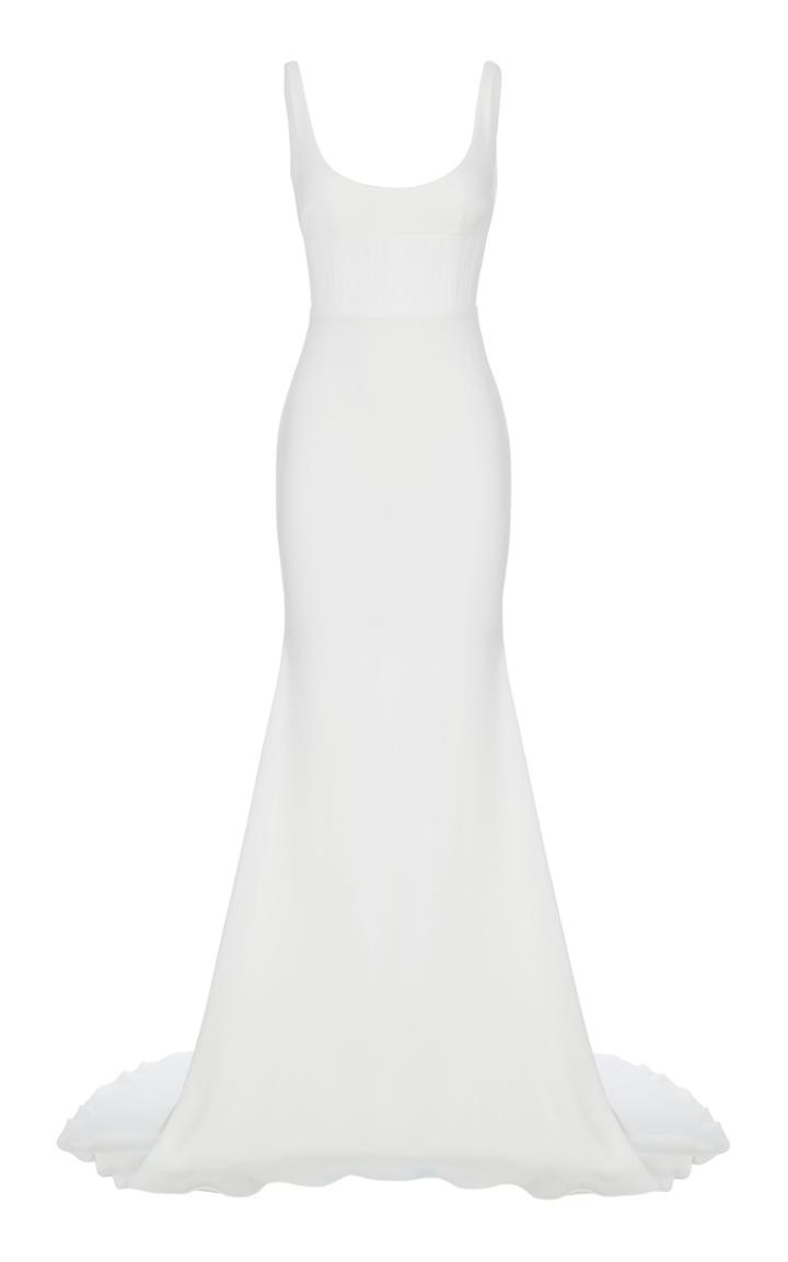 Alex Perry Solene Scoop Neck Satin Crepe Gown