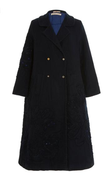 Pro Double-breasted Embroidered Wool Coat