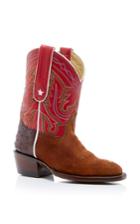 Back At The Ranch Made To Order El Rancho Leather And Ostrich Cowboy Boots In Brown And Red