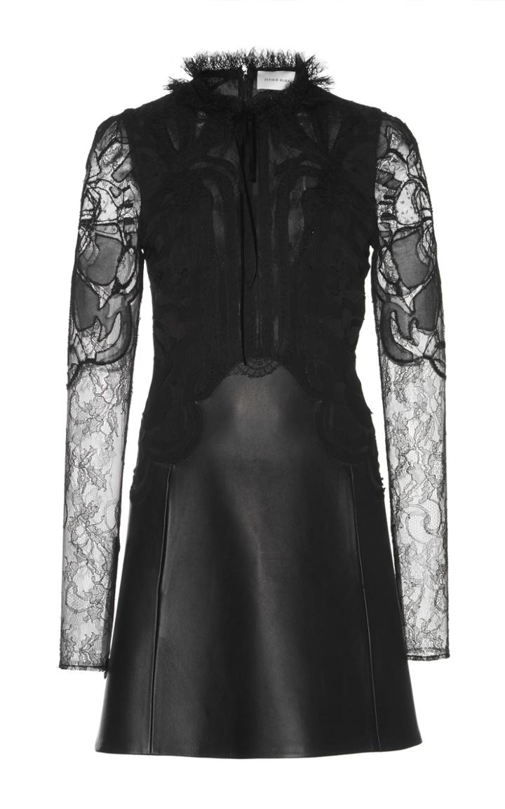Zuhair Murad Leather And Lace Mini Dress