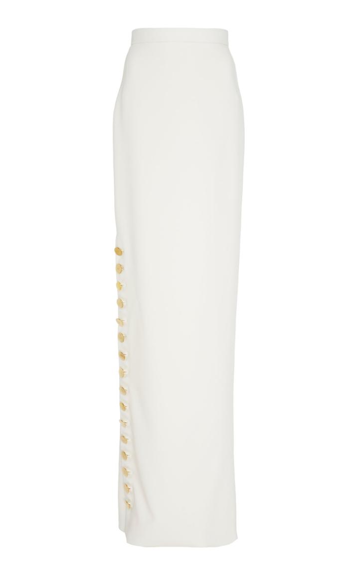 Christian Siriano Button-trim Crepe Column Skirt